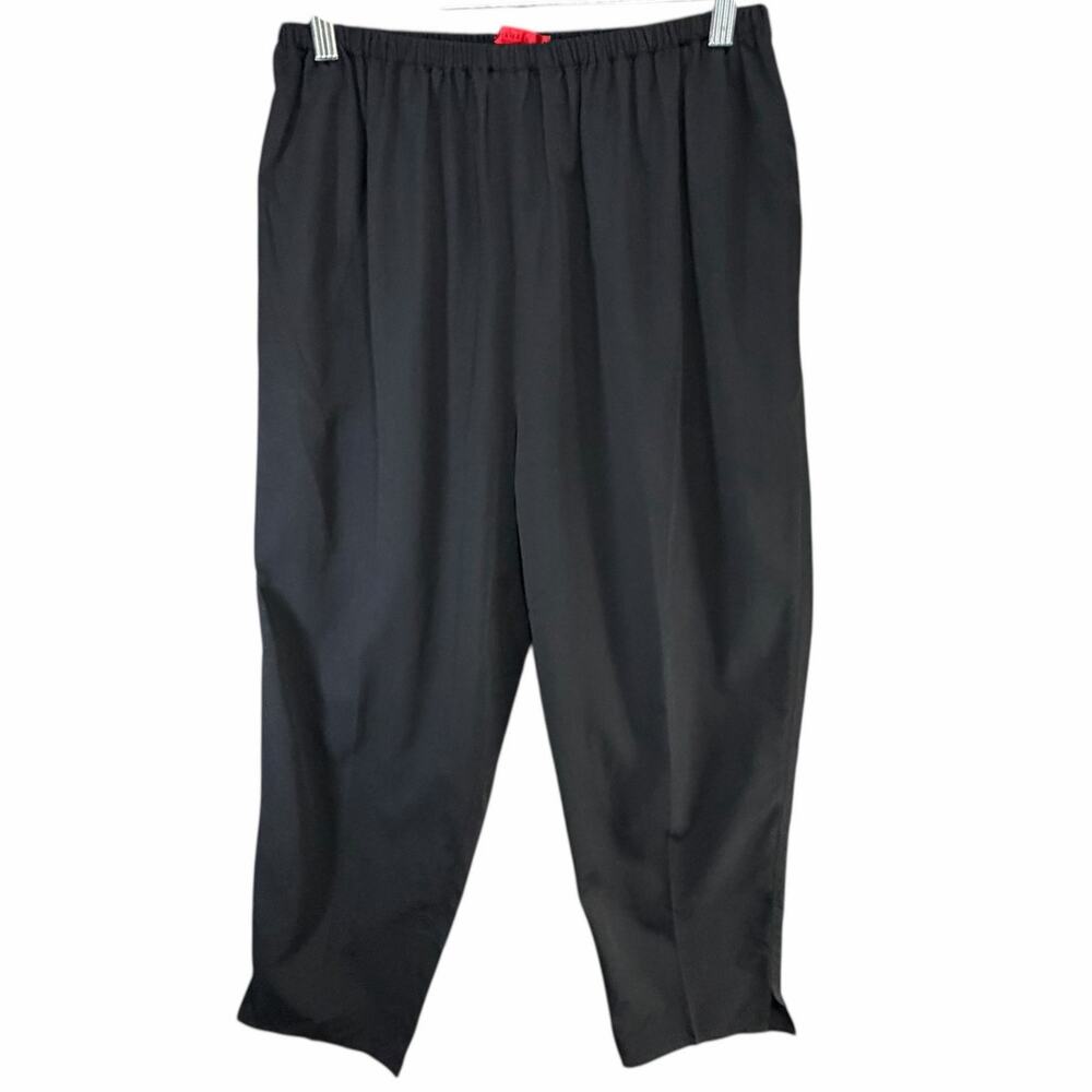 Shamask‎ Pants Women 16 Black Viscose Cotton Pull On Ankle Split Hem Minimalist